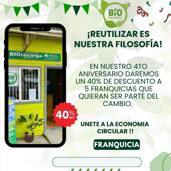 4º Aniversario de la franquicia Biorecarga, celébralo con un 40% de descuento.