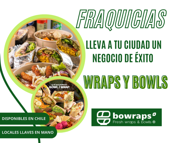 Bowraps una franquicia rentable, con tres locales llaves en mano.