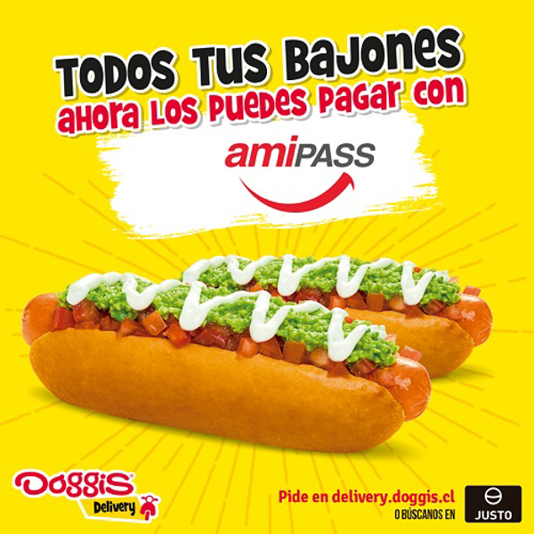 Desde ahora puedes pedir y pagar en franquicias Doggis con “Amipass” en delivery.doggis.cl